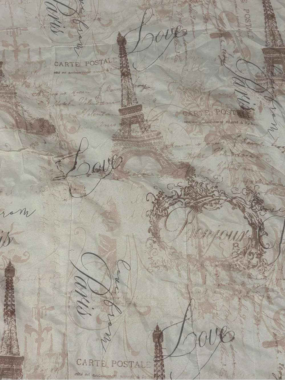 Paris Eiffel Tower Script Print Bedding